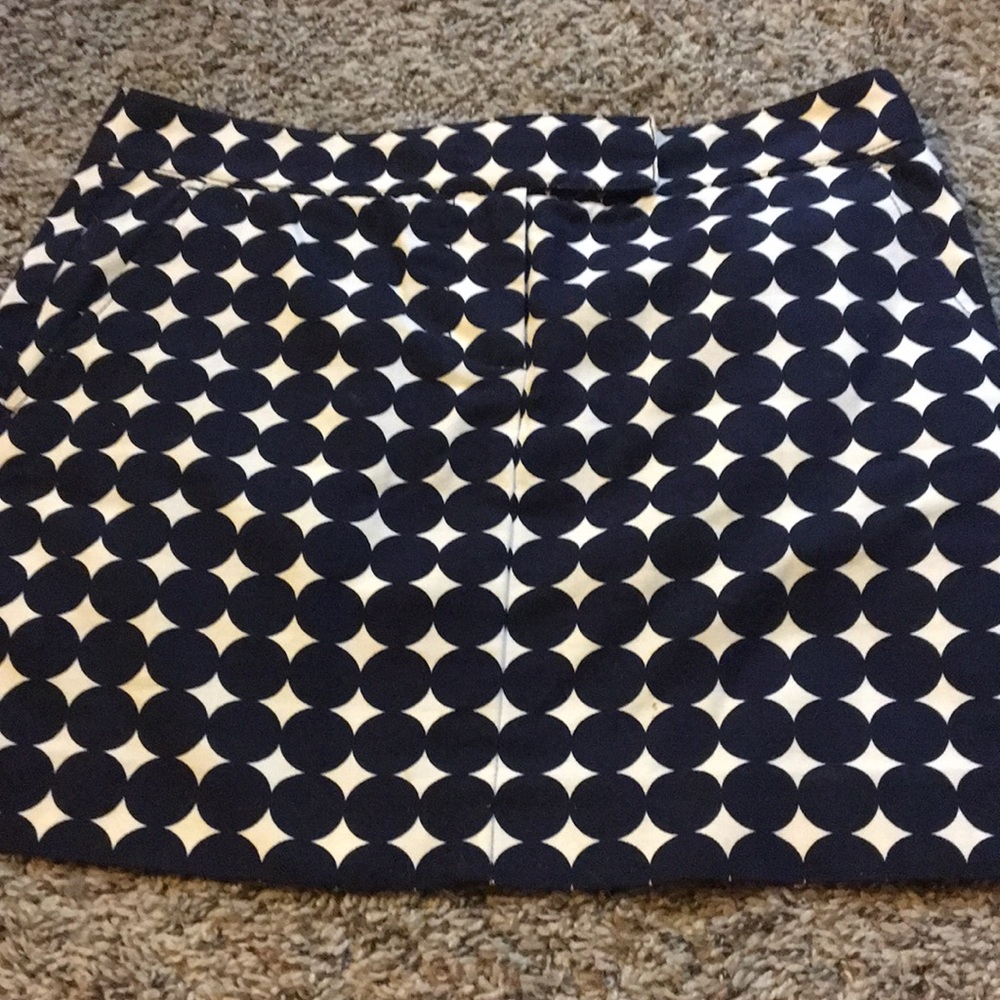 Navy and white polka dot skirt